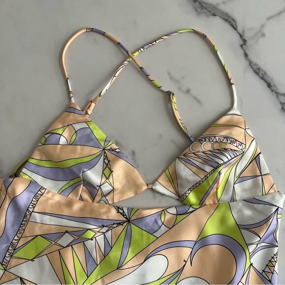 Zara Cutout Satin effect mini dress Size L psychedelic 70’s  coquette boho Retro - Picture 7 of 12